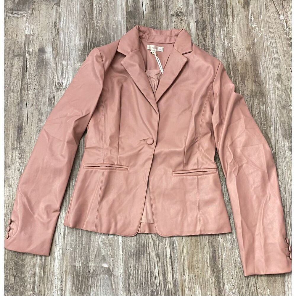 Rosevelvet Mauve Pink Faux Leather Blazer Jacket Women’s Sz Small
